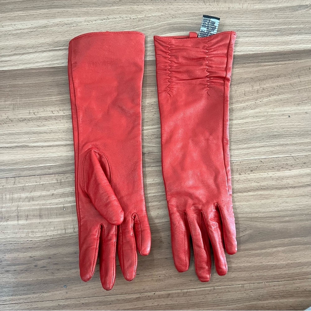 Elegant Red Leather Gloves